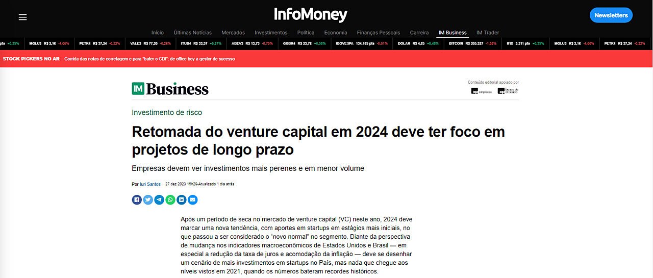 Retomada do venture capital em 2024 deve ter foco em projetos de longo prazo